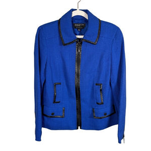 Jones New York Royal Blue Women's Blazer Size 8 Stretch Office Business FLAWED